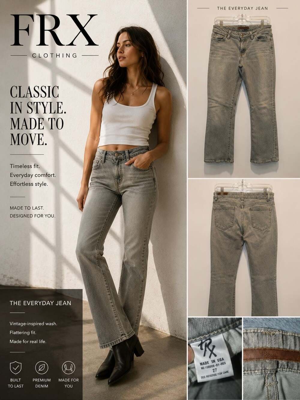 FRX Clothing The Everyday Jean in Grey